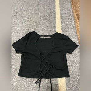 open back lace up tee